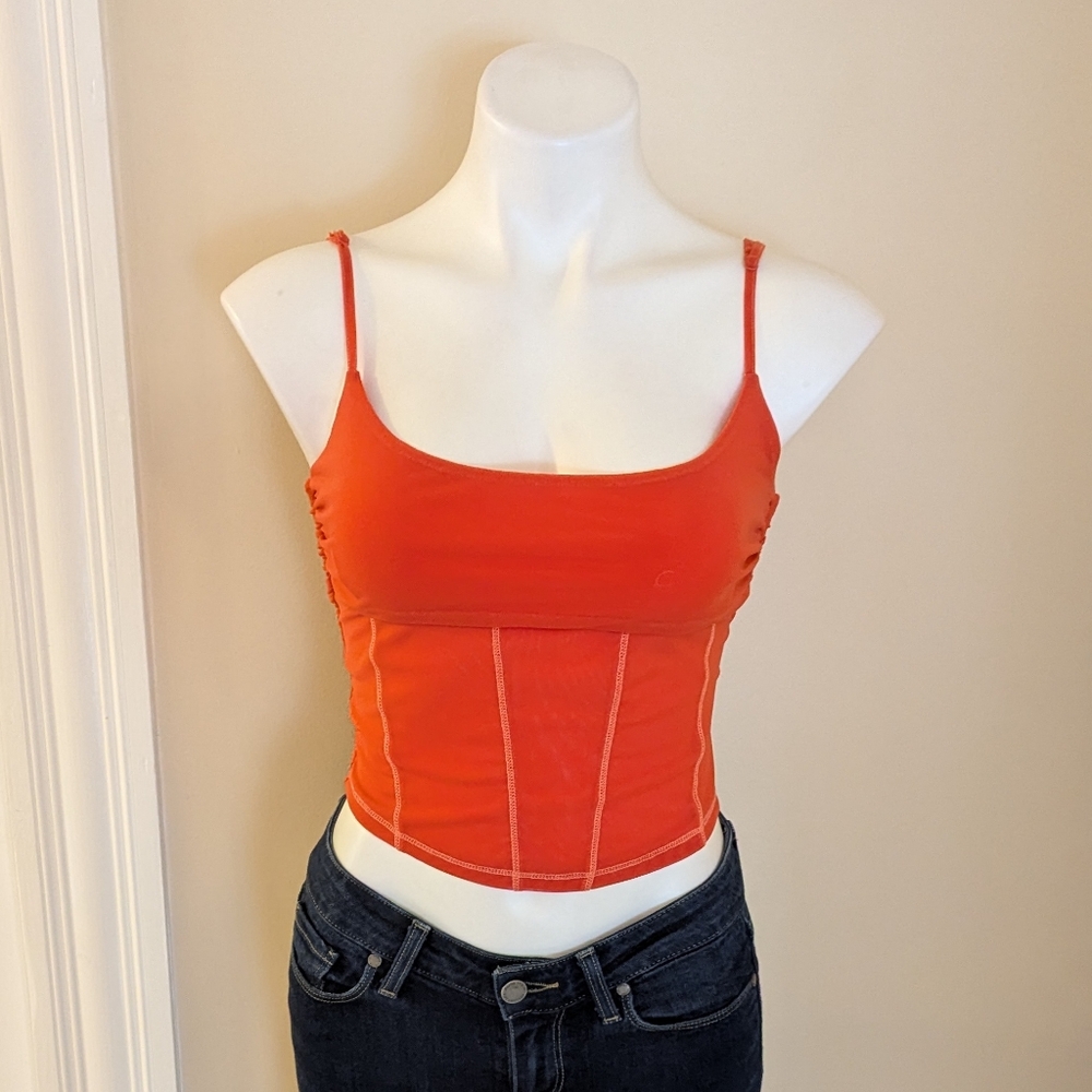 Urban Outfitters orange spaghetti strap slightly cropped top size L